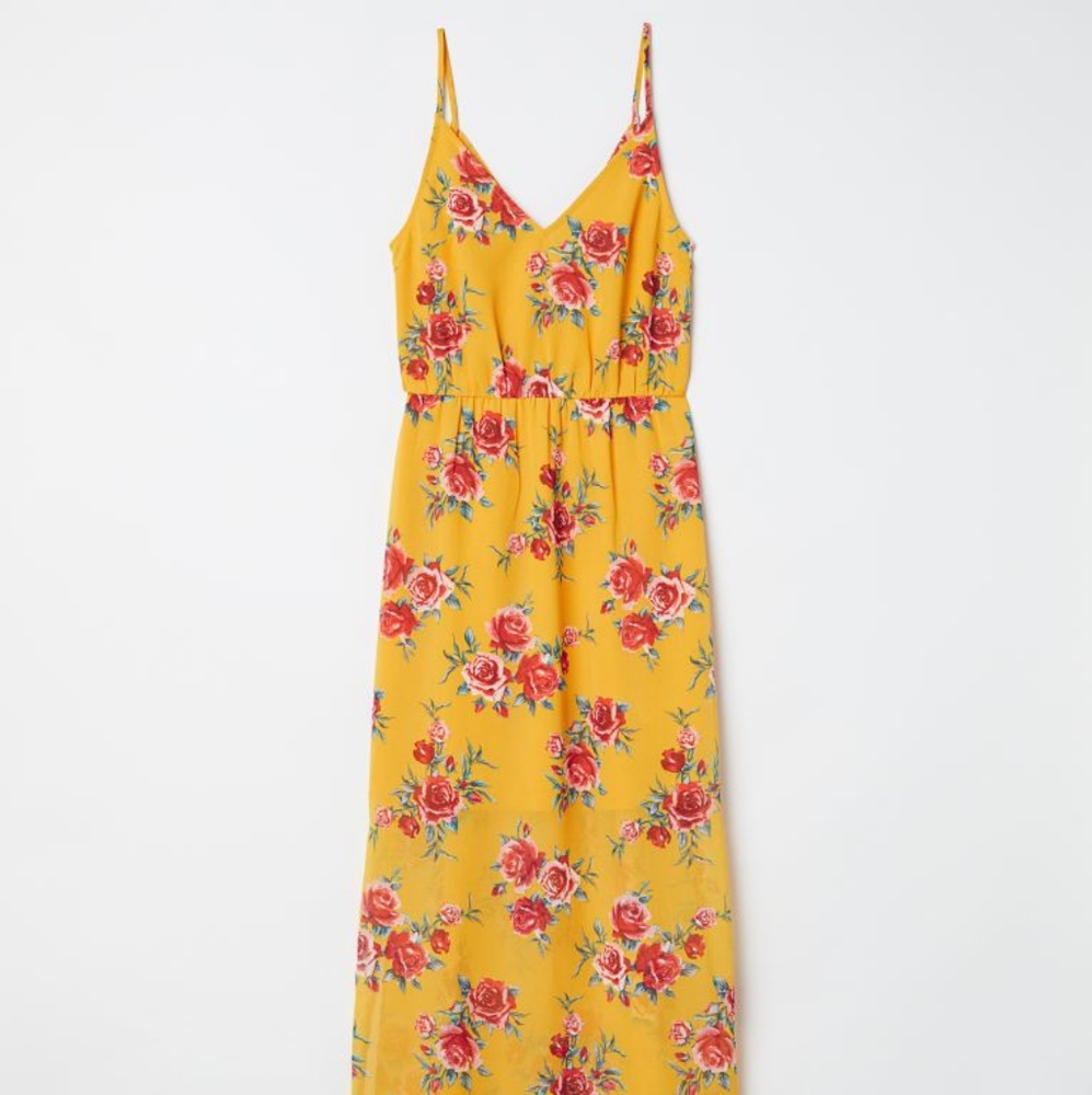 H&M Maxi Dress Yellow Rose Floral